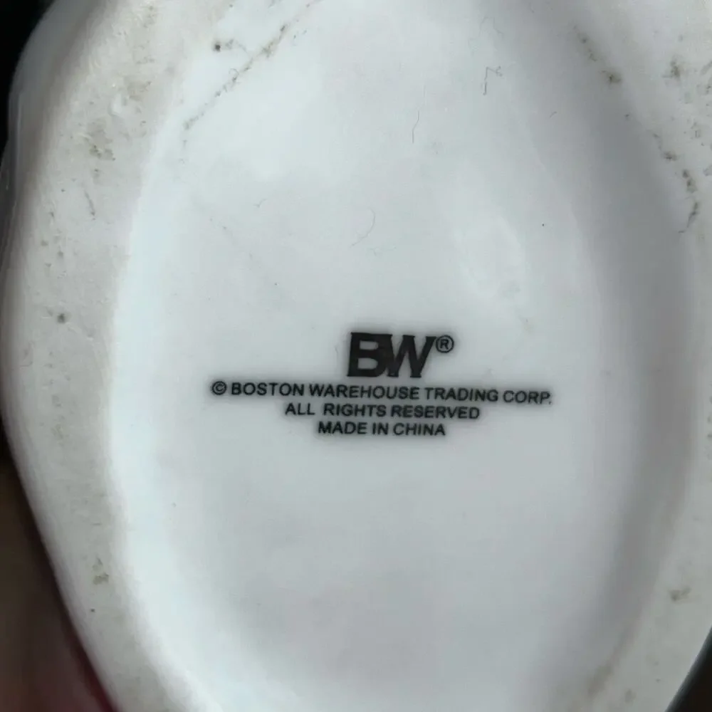 Vintage Boston Warehouse Fish Glass Glug Jug White Porcelain Pitcher